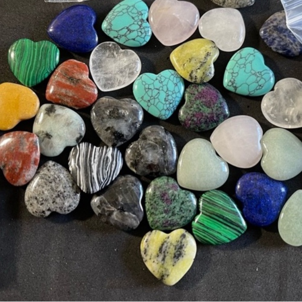 Assorted Heart-Shaped Smooth Gemstones/ Rocks for DIY 30 piece bag